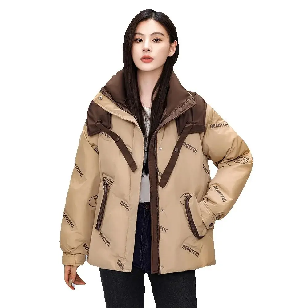 

New Western Style Hooded Down Cotton-padded Clothes Women's Bread Clothes Joker Winter Clothes Korean Fashion Loose Short Coat.