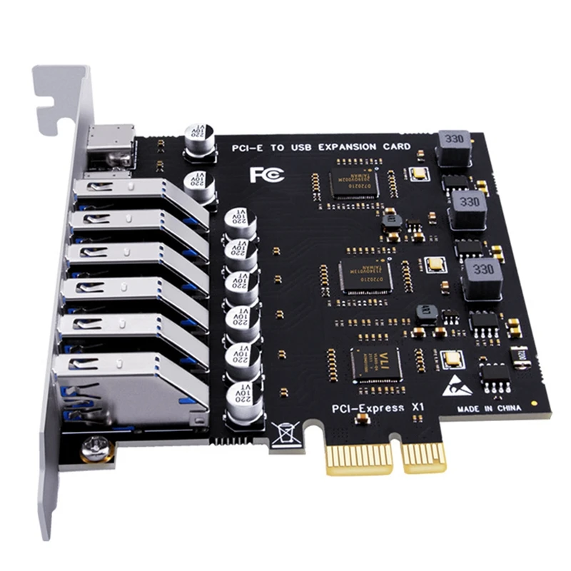 SSU Pcie To USB 3.2 Gen 2 Card 8-Port (6X Type-A +2X Type-C) Converter PCIE Splitter VIA+NEC Chip For Desktop Computer