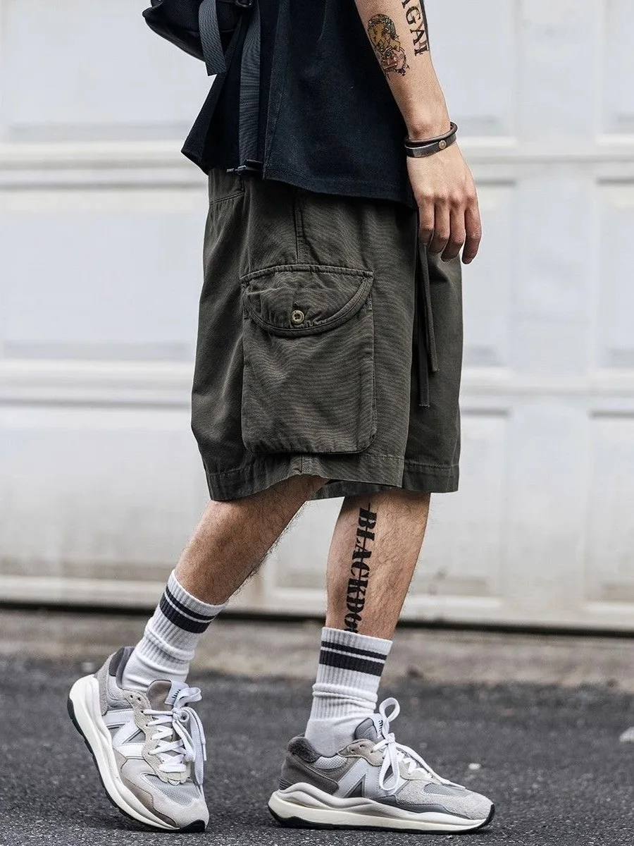 

Summer Men's Workwear orts Loose Straight Leg Five-Quarter Length Spor Casual Beach-Ready Versatile Mid-Length Trousers