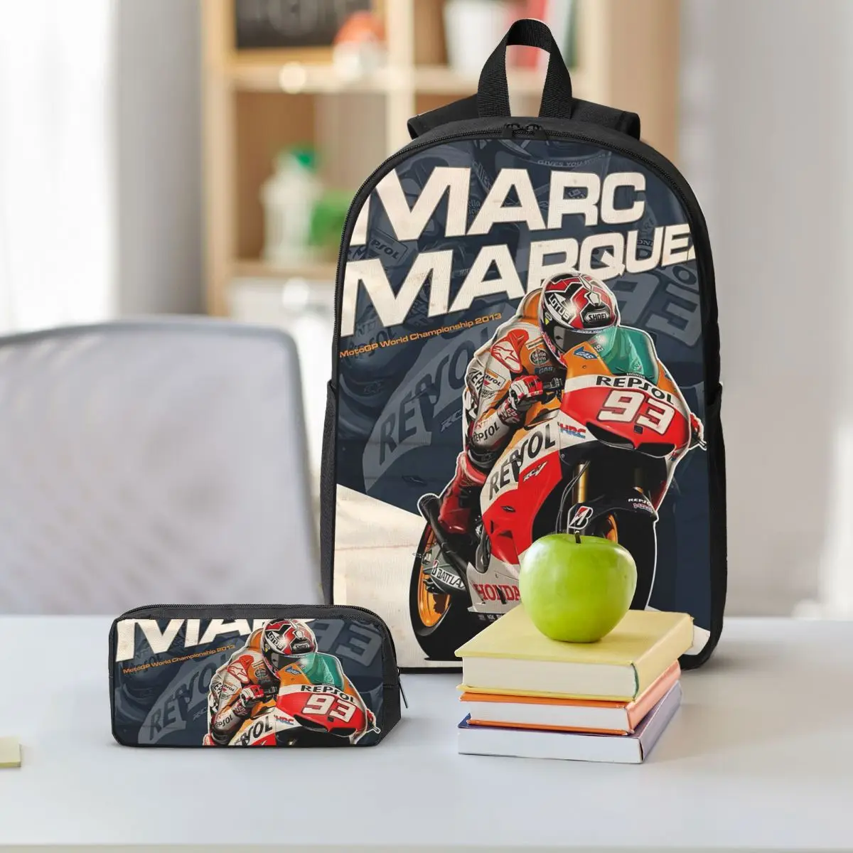 Moto Marc Marqueze 93 Zaino Ragazzi Ragazze BookBag Borsa da scuola Borse a tracolla per computer Borsa da pranzo isolata 3ps Astuccio
