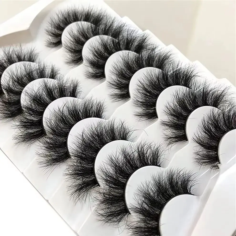 7 Paar 6D Faux Mink Künstliche Wimpern im Großpack, Russisches Volumen, Flauschig, Natürlich Dick, Dramatisch, 6mm-12mm Länge für Augen-Make-up