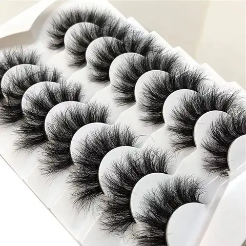 7 Pairs 6D Faux Mink False Eyelashes Bulk Russian Volume Fluffy Natural Thick Dramatic 6mm-12mm Length for Eye Makeup