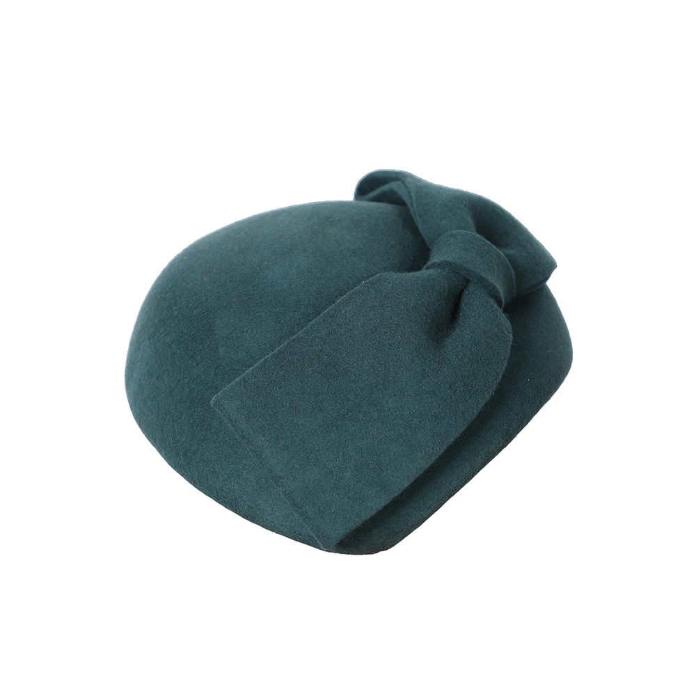 FS Pink Red Bowknot Fascinators Hat Wool Pillbox Hats For Women Spring Vintage Beret Cap Luxury Wedding Bride Cap Chapeau Femme
