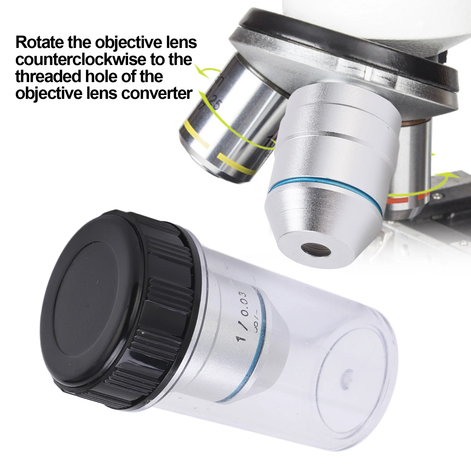 1X Microscope Objective Lens 195  Achromatic Low Power Objective Lens RMS Thread 20.2mm 20.2mm Interface Objective Lens