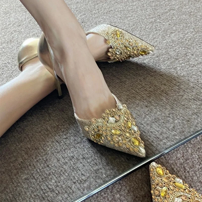 

Designer Women's Shoes Luxury Rhinestone Wedding High Heels French Sexy High Heel Sandals for Woman Fashion Banquet Shoe Zapatos