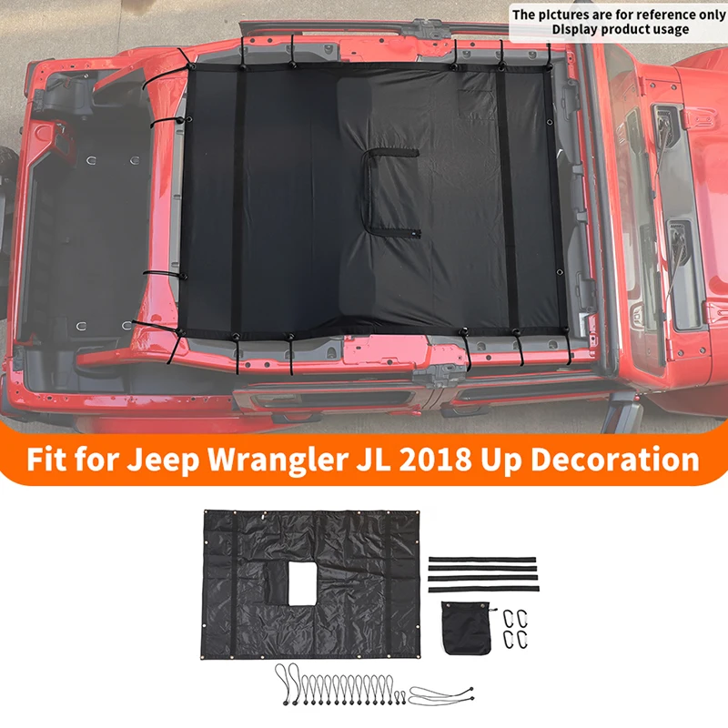 

SHINEKA Car Roof Heat Insulation Net Anti UV Sun Protection Sunshade Cover for Jeep Wrangler JL 2018 Up Car Accessories
