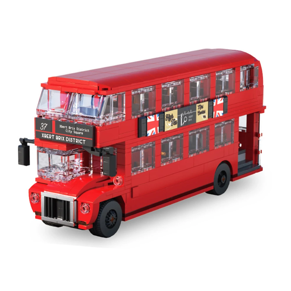 WIST GEBOUWD Dubbeldekker Bus Ambulance Brandweerwagen Politieauto Bouwsteenspeelgoed-Voertuigmodellen, Favoriete cadeau voor jongens, Puzzelspeelgoed - afbeelding 2