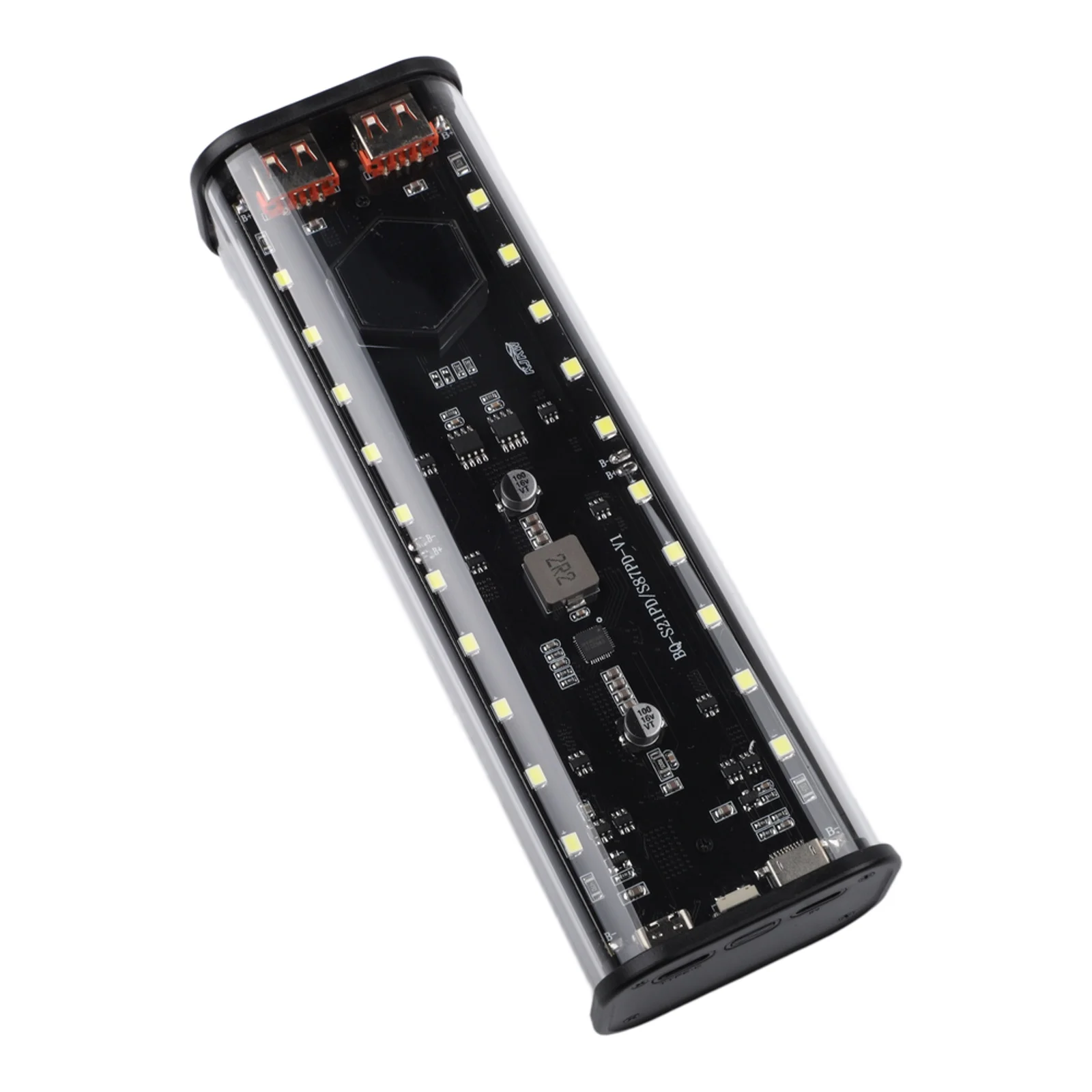 

Внешний аккумулятор Type-C, 4x21700, прозрачный, прочный корпус, износостойкое покрытие, вмещает 4 плоских аккумулятора 21700