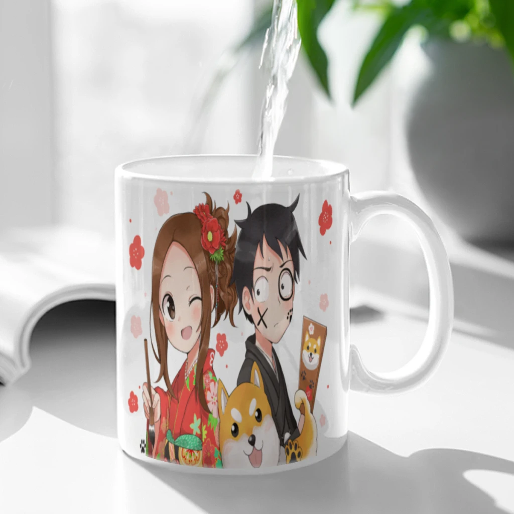 Anime Teasing Master Takagi-san Coffee Mug 11oz Fun Ceramic Coffee Tea Cocoa Cup Handle Tea Drink Cup