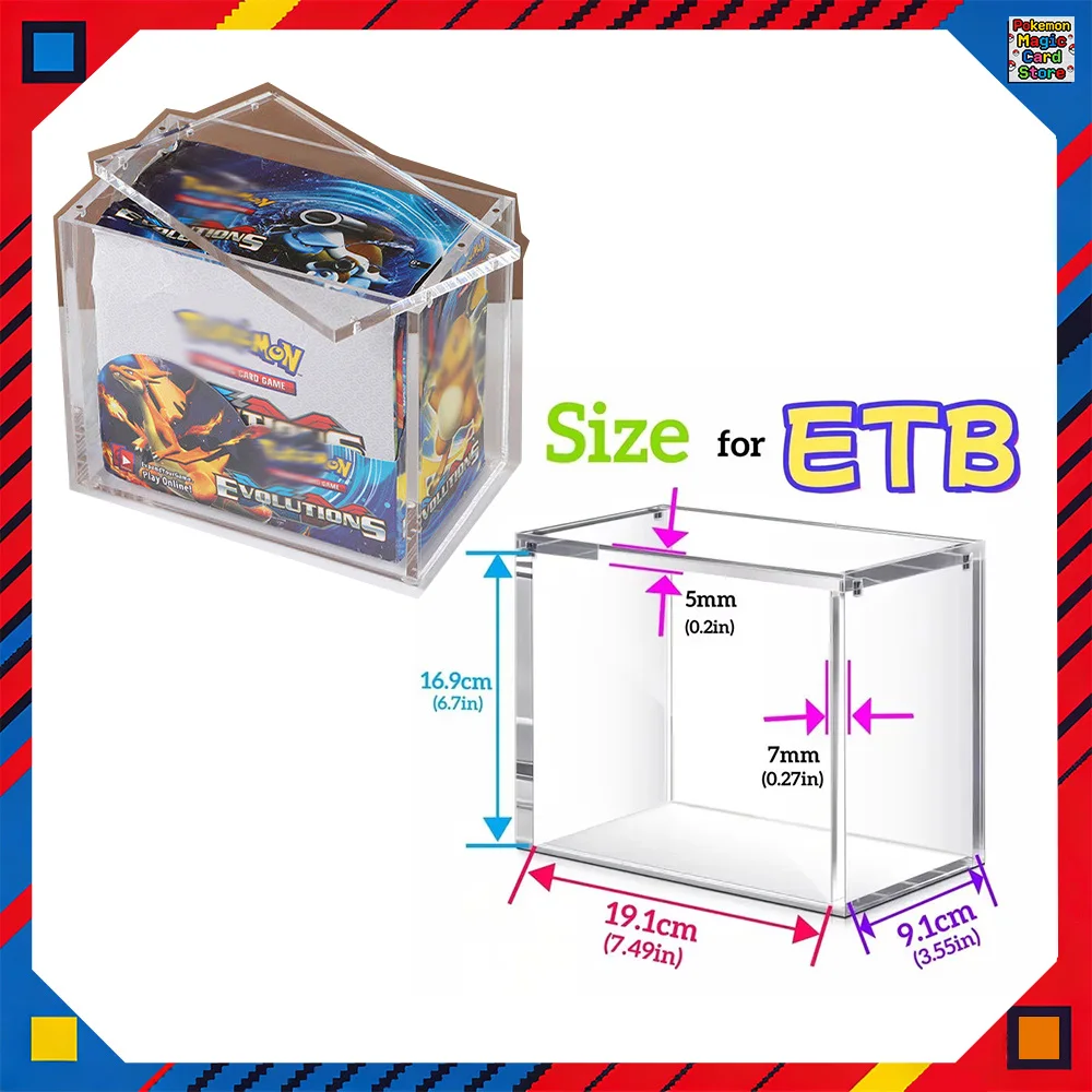 Acryl Stapelbare Magnetische Staubdichte Vitrine Hochwertige Rechteckige Schutz-Aufbewahrungsbox für PTCG ETB Booster Box Geschenke
