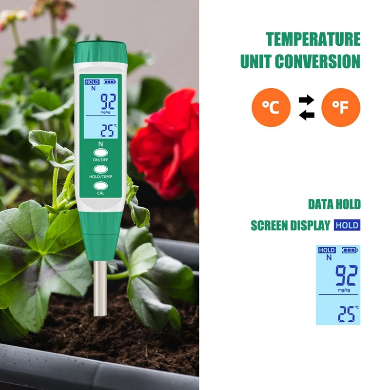 3Pcs Digital Soil Nutrient Tester Soil Meter N-P-K Nitrogen/Phosphorus/Potassium/Temperature Tester For Gardens Orchard