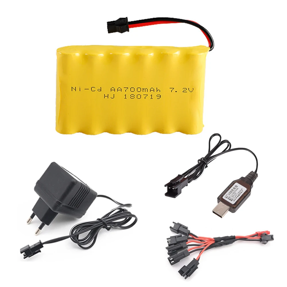 NiCD 7.2v 700mah Battery and Charger cable For Rc toys Cars Tanks Robots Gun Boats spare parts AA Ni-CD 7.2v 700mah Battery Pack