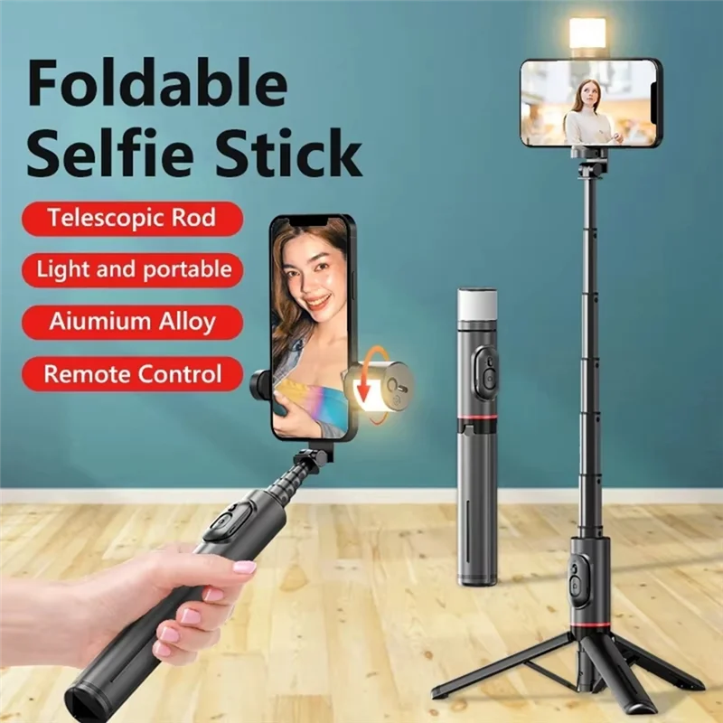 A34M-Q12S عصا سيلفي لاسلكية قابلة للطي بلوتوث Monopod مع مصراع التحكم عن بعد ملء ضوء ترايبود آيفون أندرويد هواوي