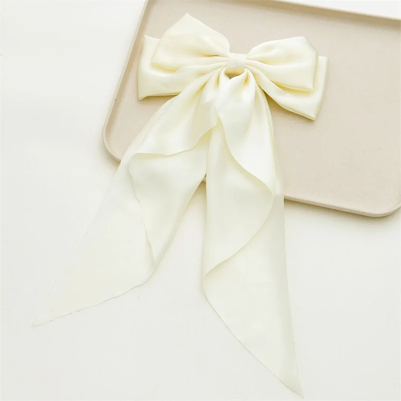 2Pcs/Set Elegant Bow Ribbon Hair Clip Women Fashion Solid Bowknot Satin Hairpin Barrettes Girls Ponytail Clip Hair Accessories image 5