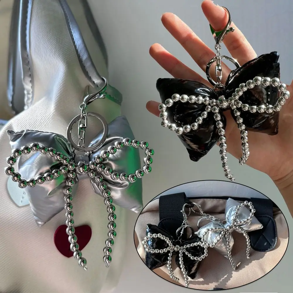 

Fashion Sweet 3D Bowknot Keychain Bag Accessories INS Korean Beaded Pendant Keychain Phone Lanyard Gifts