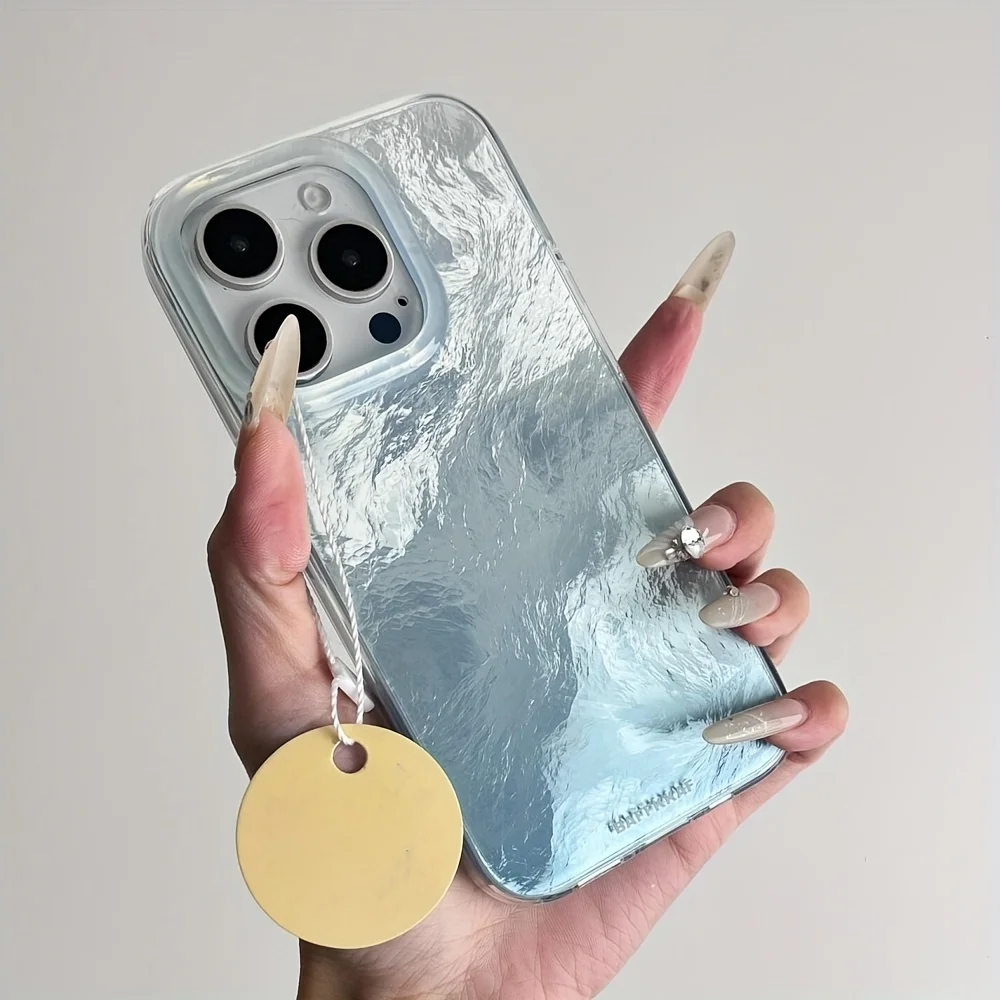 Luxury Gradient Baby Blue Laser Glacial Pattern Case For iPhone 17 Pro Max 17 Pro 16 15 14 13 12 Pro Max Plus 11 Stylish Cover - náhled 2