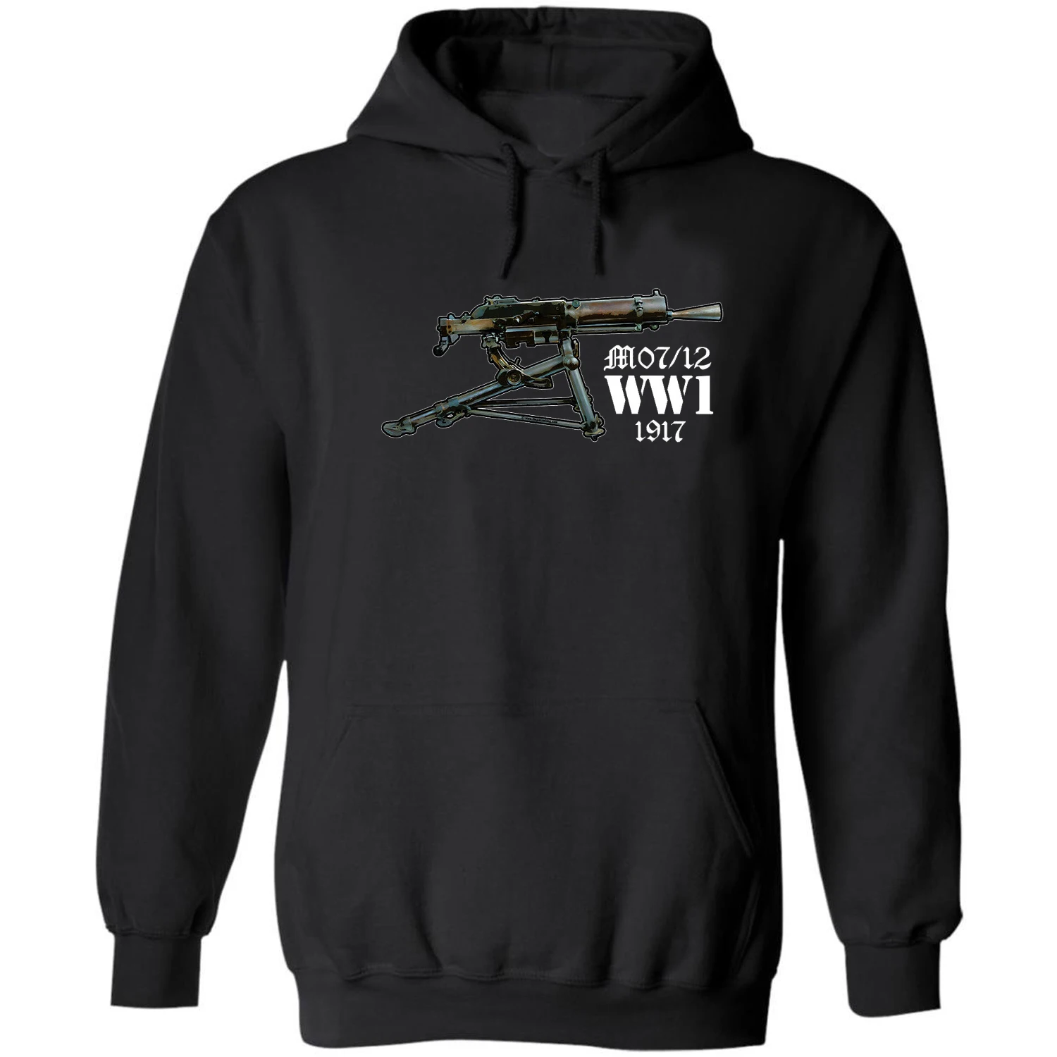 WWI The Great War Schwarzlose M07/12 Heavy Machine Gun Pullover Hoodie 100% Cotton Comfortable Casual Mens Sweatshirt Streetwear