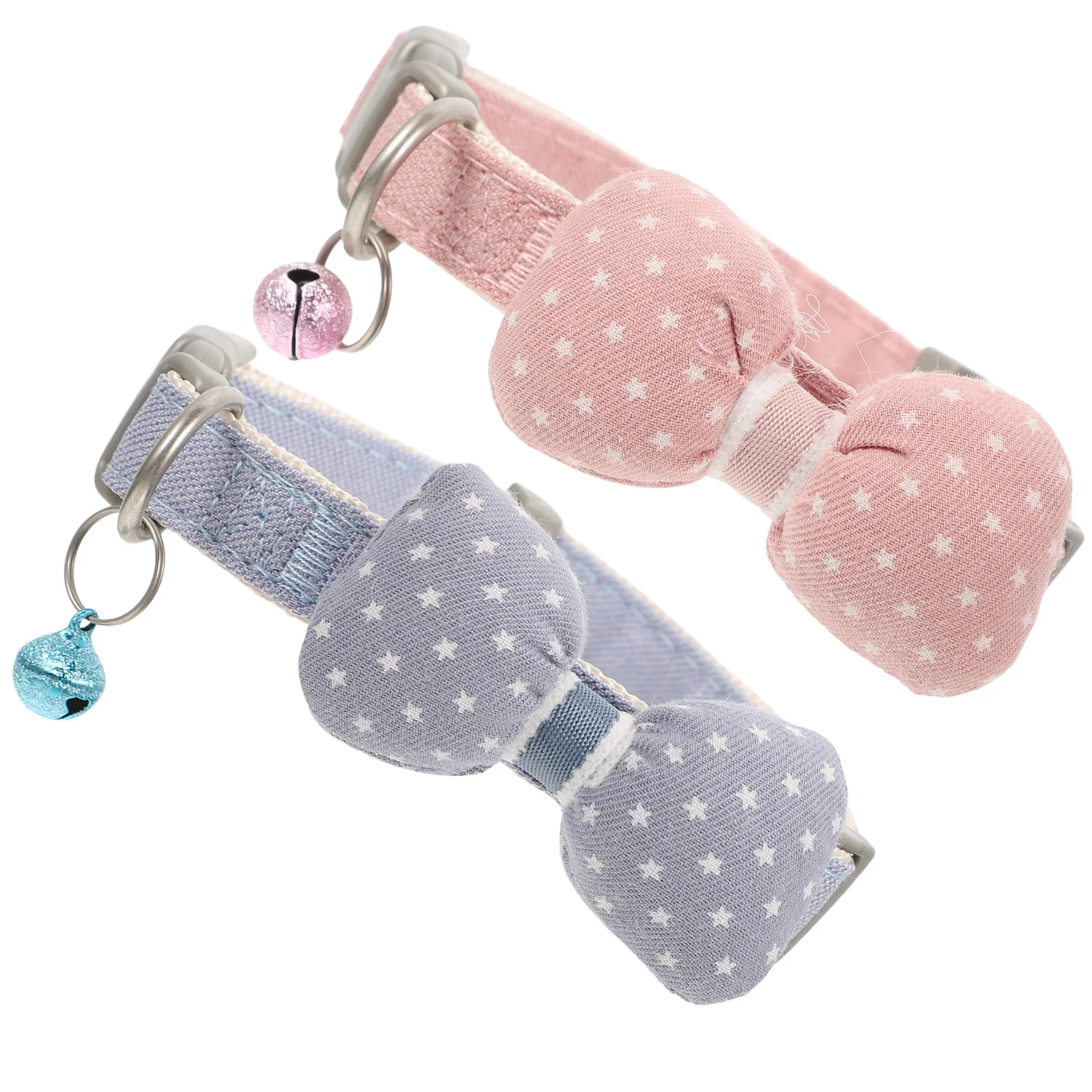 

2pcs Cat Bell Bowknot Collar Adjustable Pet Necklace For Cats Durable Checked Pattern Collar For Small Pets Pet Supply
