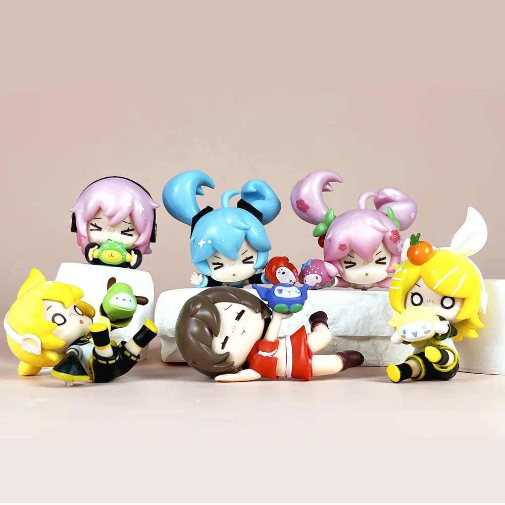 ใหม่ 6 ชิ้น/เซ็ต Hatsune Miku อะนิเมะสาว Fell Down Melody Miku รุ่นสะสมเครื่องประดับตกแต่งรถของขวัญของเล่นเด็ก