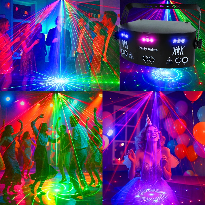 Laser Projector Strobe Light Halloween Applicable To Party Accessories Led Projecto Karaoke Portable Console UV Purple Ligh