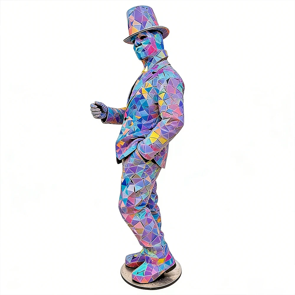 

Colorful Mirror Disco Costume Set Shiny Full-Body Party Outfit with Top Hat Great for Festival Rave Club Performance Event Wear