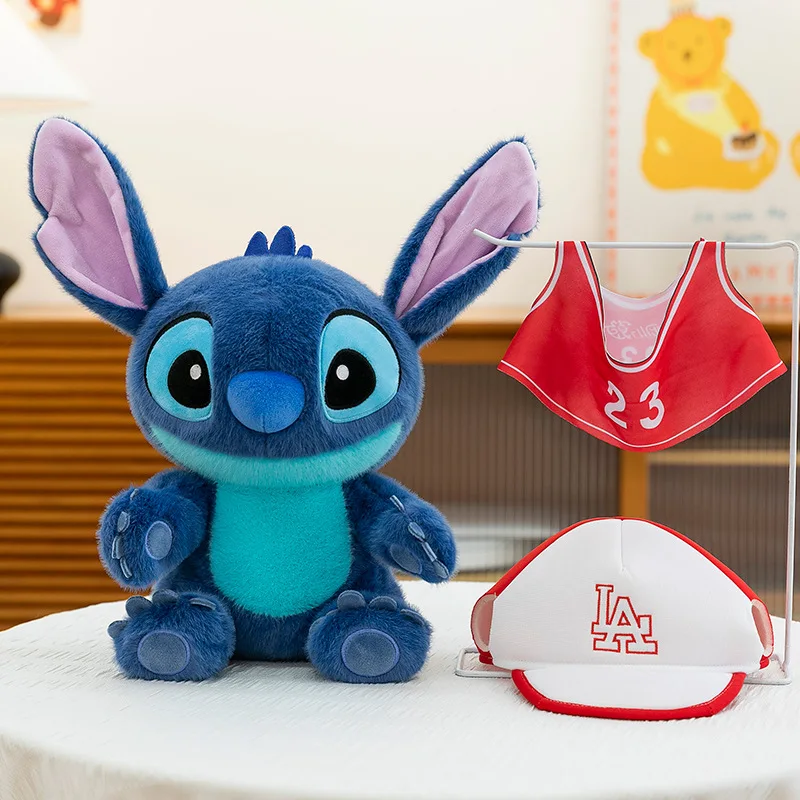 

Plush Doll Stitch Doll Cute Blue Rabbit Fur Hat Stitch Plush Stuffed Toy Anime Soft Stuffed Kawaii Children's Birthday Gift 30cm