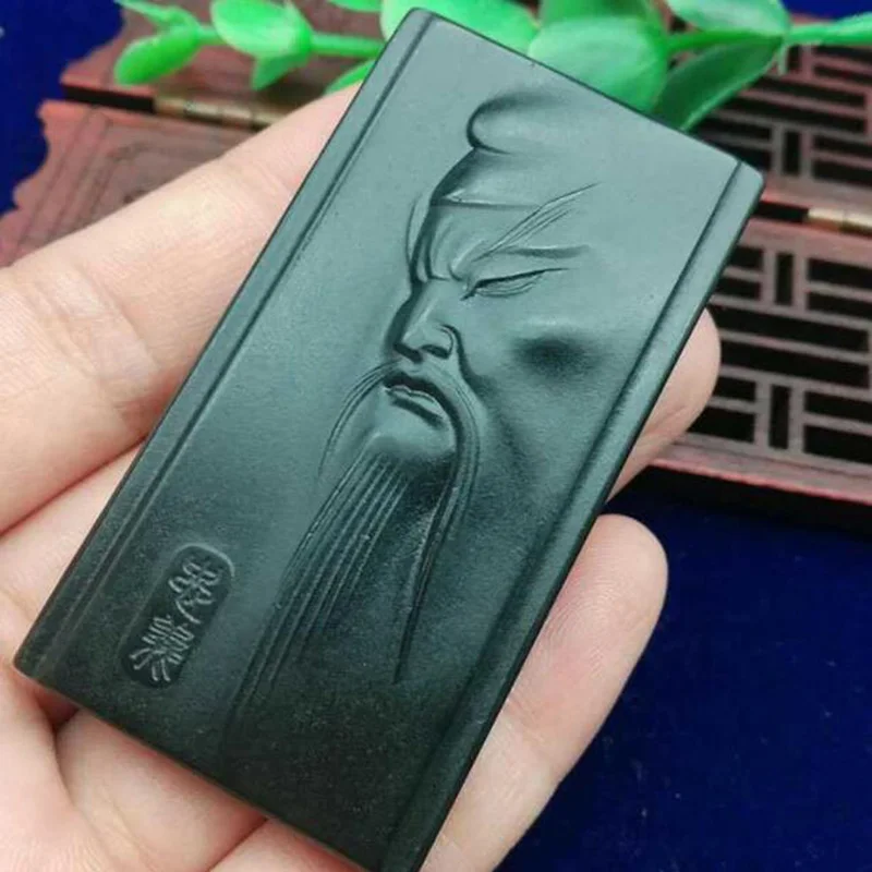 Natural He Tian Jade Guan Yu Pendant Lucky Charm Auspicious Amulet Exorcising Evil Spirits Fine for Personal Well-being
