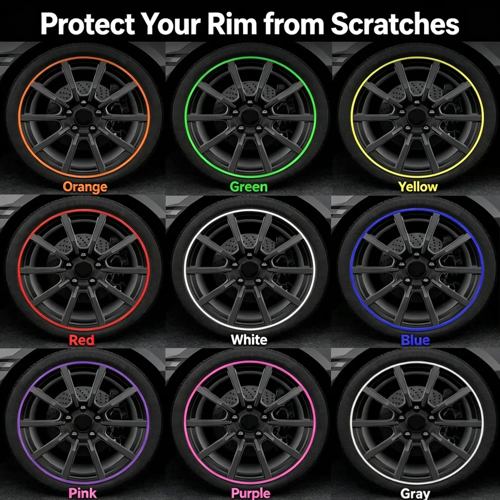 8 Meters Universal Car Tire Rim Decor Protection Strips Wheel Edge Anti-Scratch Guard Rings Sedan SUV Truck Wheel Styling Parts