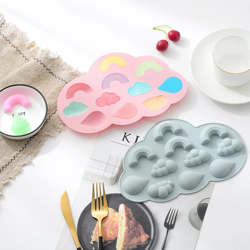 Cloud ShapeซิลิโคนRainbowแม่พิมพ์Fondantเค้กตกแต่งDIY Jelly Ice Cubeพุดดิ้งเบเกอรี่เครื่องมืออีพ็อกซี่เรซินแม่พิมพ์Bakeware