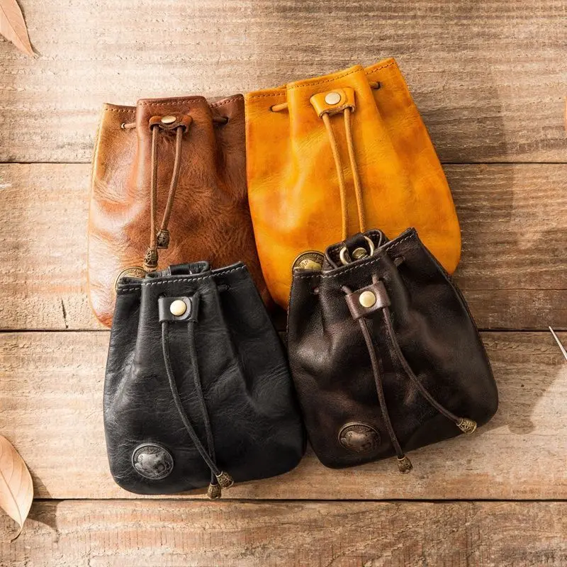 Handmade Coin Key Bag Soft Texture Retro PU Change Bag Multifunctional Bag Wenplay Storage Bag
