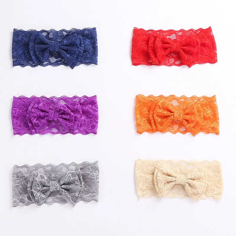 Sweet Lace Bow Baby Girl Headbands For Newborn Baby White Bowknot Hair Band Elastic Infant Hairband Hair Accessories