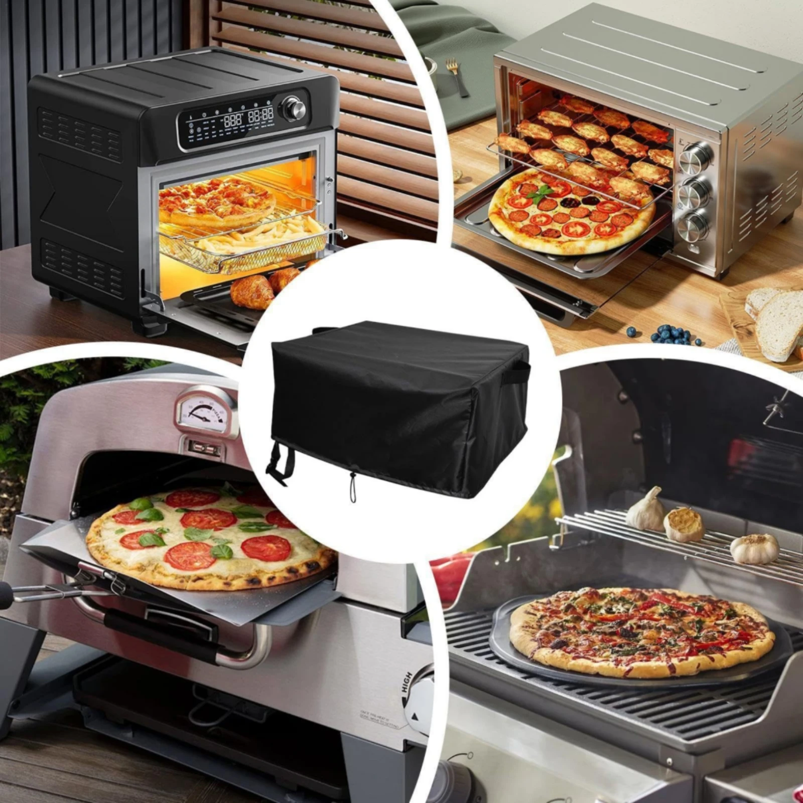 Pizza Oven Cover with Straps Fitted Pizza Oven Cover with Drawstrings Shielding Easy to Clean for Backyard, Patio view 6