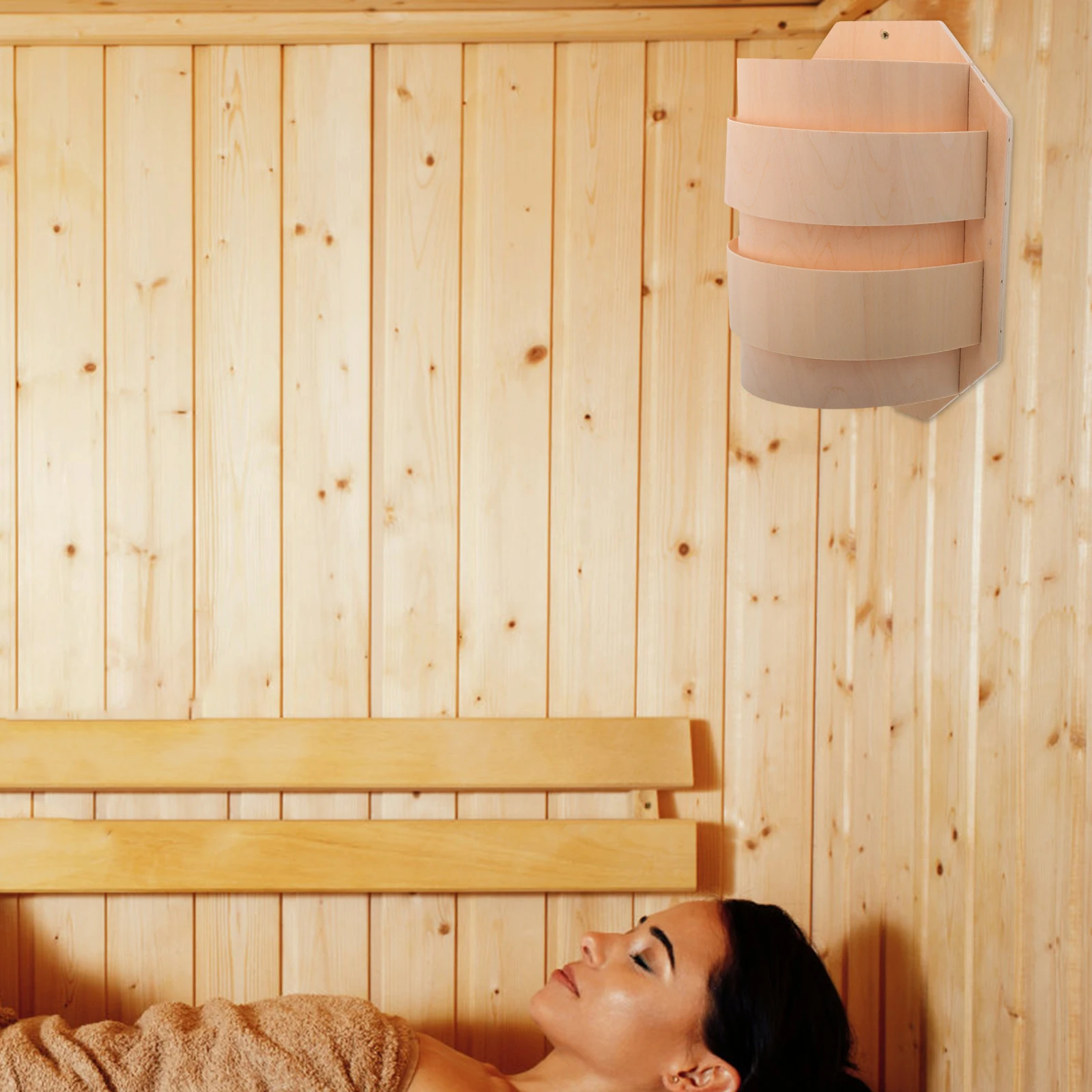 

Wooden Lampshade For Room Lightweight Decorative Cover Easy Installation Soft Wood Sauna Light Shade Replacement Simple Lamp