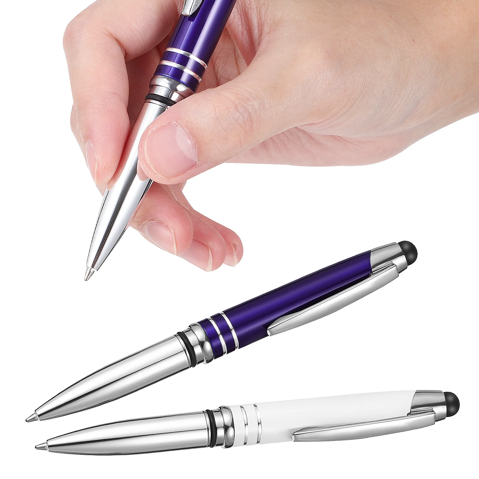 

2pcs Touch Screen Pen Stylus Ballpoint Pen Led Light Metal Body For Phone Tablet Office School Use Capacitive Stylus