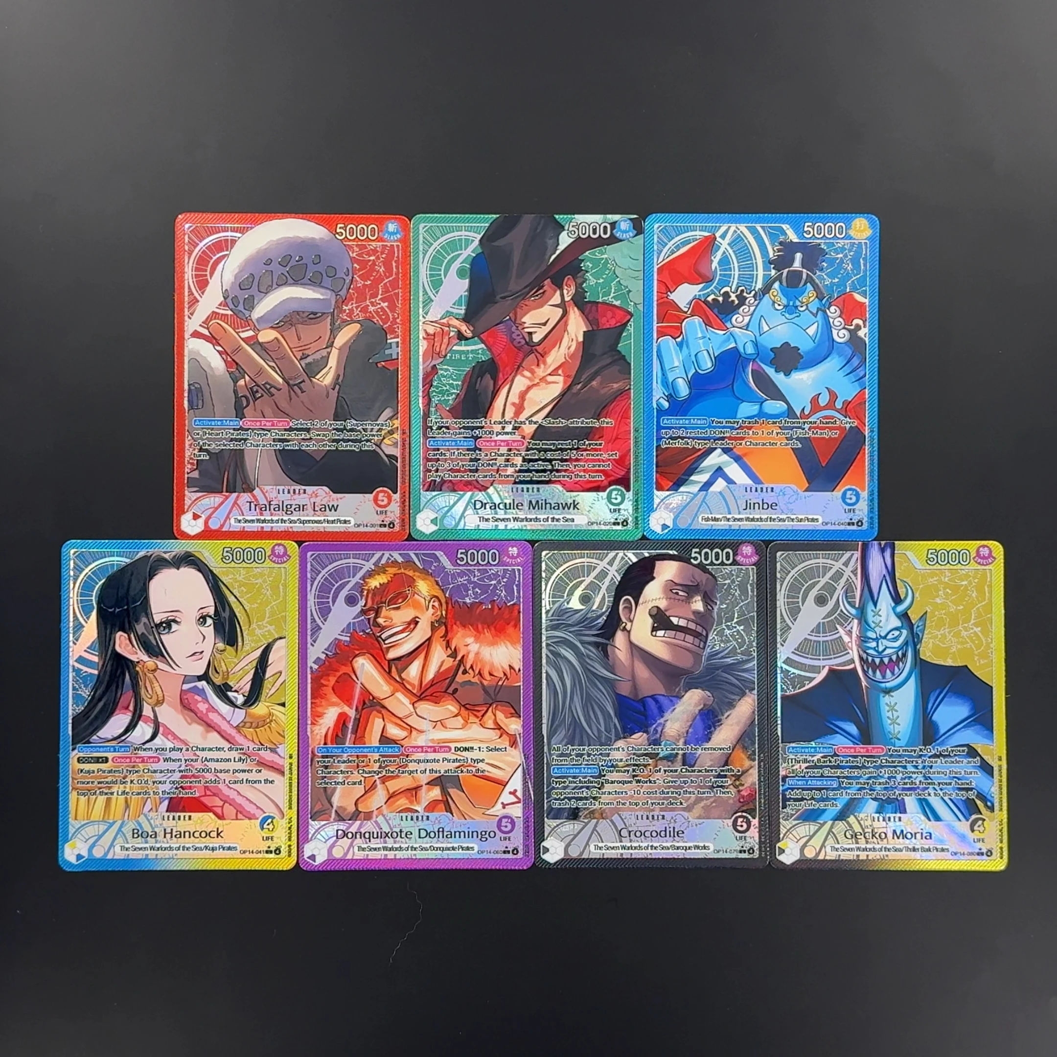 

One Piece TCG OPCG English Leader card OP14 Leader Card Set Boa Doflamingo Law Corocdile Mihawk Jinbe Moria Textured Foil Card