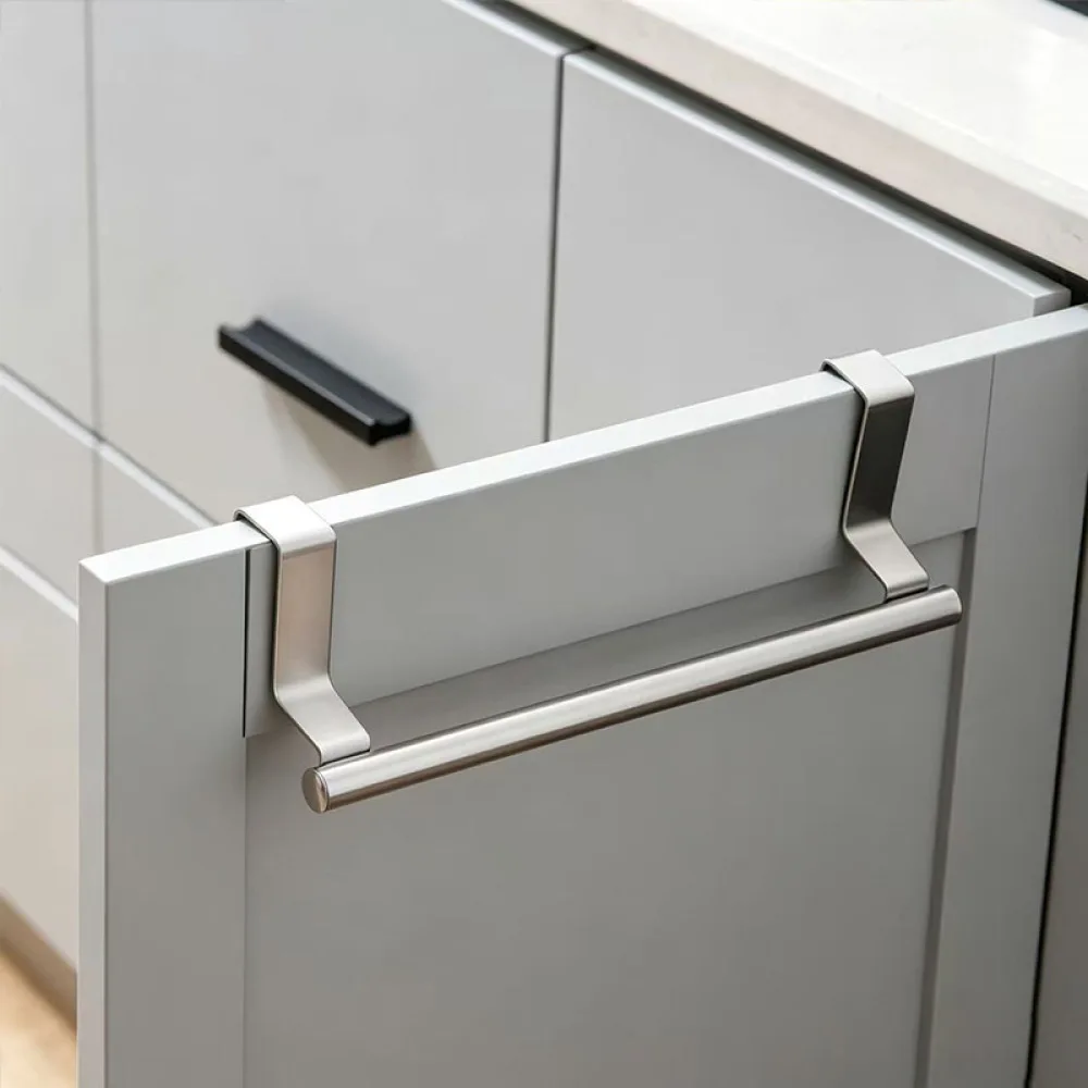 Stainless Steel Bathroom Towel Rack Punch Free Kitchen Cabinet Hanging Rail Modern Style Wall Mount Storage Bar