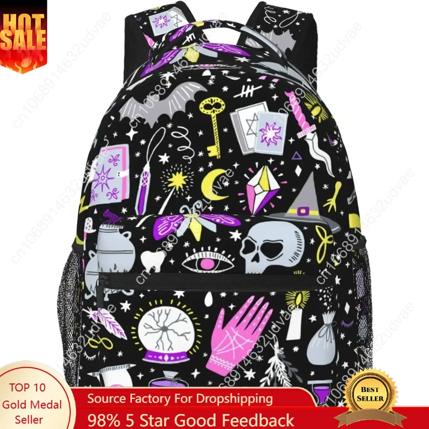 Magical Gothic Witch Goth Backpack For School Laptop Bags Bookbag Big Casual Daypack For Student Girls  Teens Travel