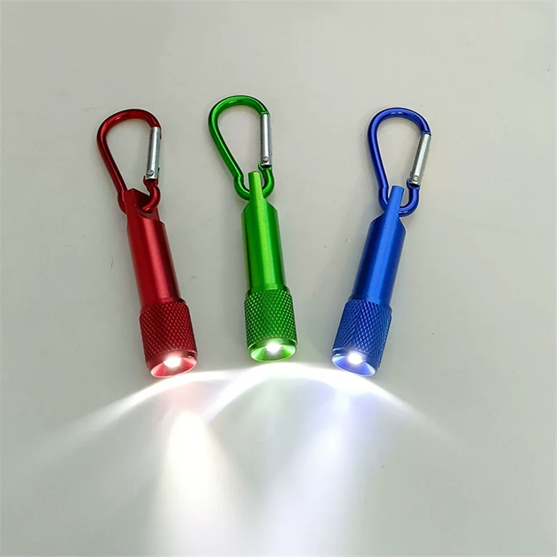

200Pcs Led Mini Flashlight With Carabiner Pocket Keychain Aluminum Torch Outdoor Camping Hiking Lighting Lamp Multi Color
