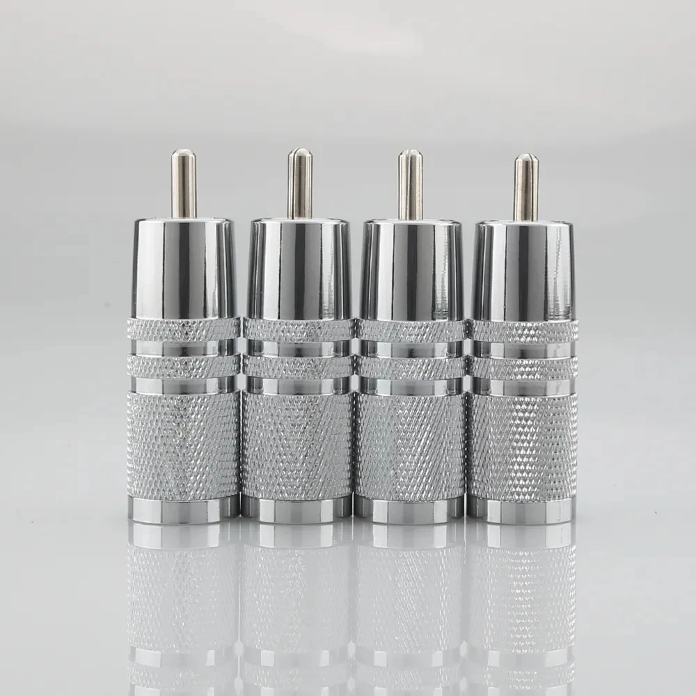 Audiocrast OR11R 4 قطعة مطلي بالروديوم سدادة RCA 8 مللي متر كابل الصوت فونو النحاس موصل HiFi