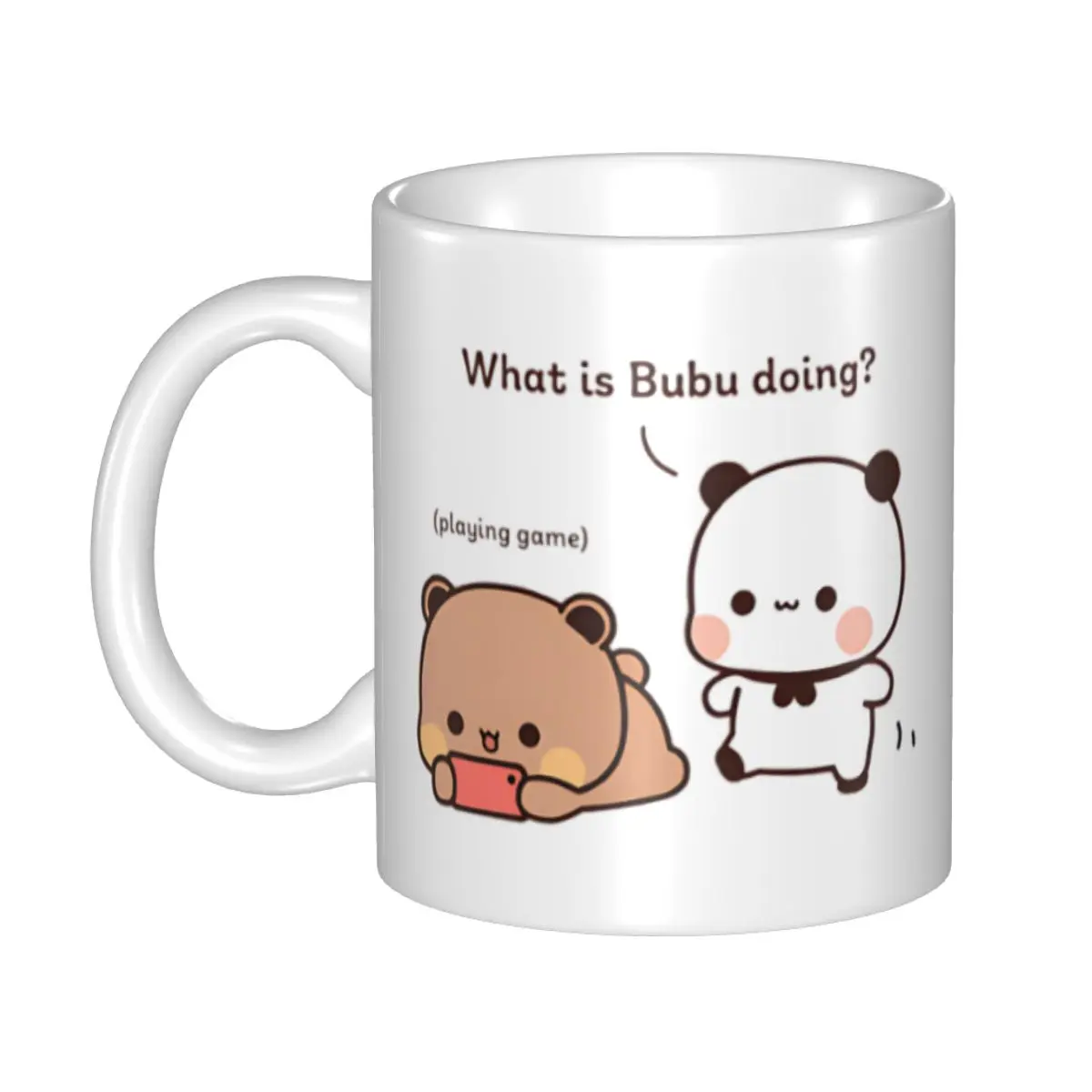 Custom Bubu Dudu Panda And Brownie Bear Couple Mugs DIY Ceramic Tea Milk Coffee Cup