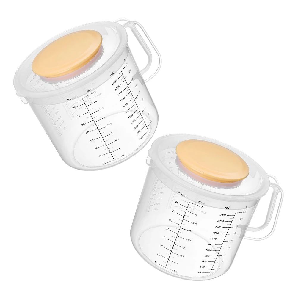 

2pcs 2.5L Measuring Jug With Lid Large Capacity Plastic Mixing Pitcher For Baking Egg Beating Liquid Measuring Cup Kitchen