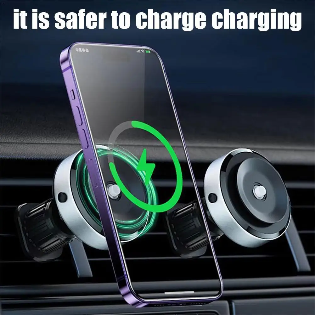 

Vacuum Suction Cup Adsorption Car Phone Holder Air Vent Car Phone Stand 15W Wireless Car Charger For IPhone 15 14 13 12 ProMax