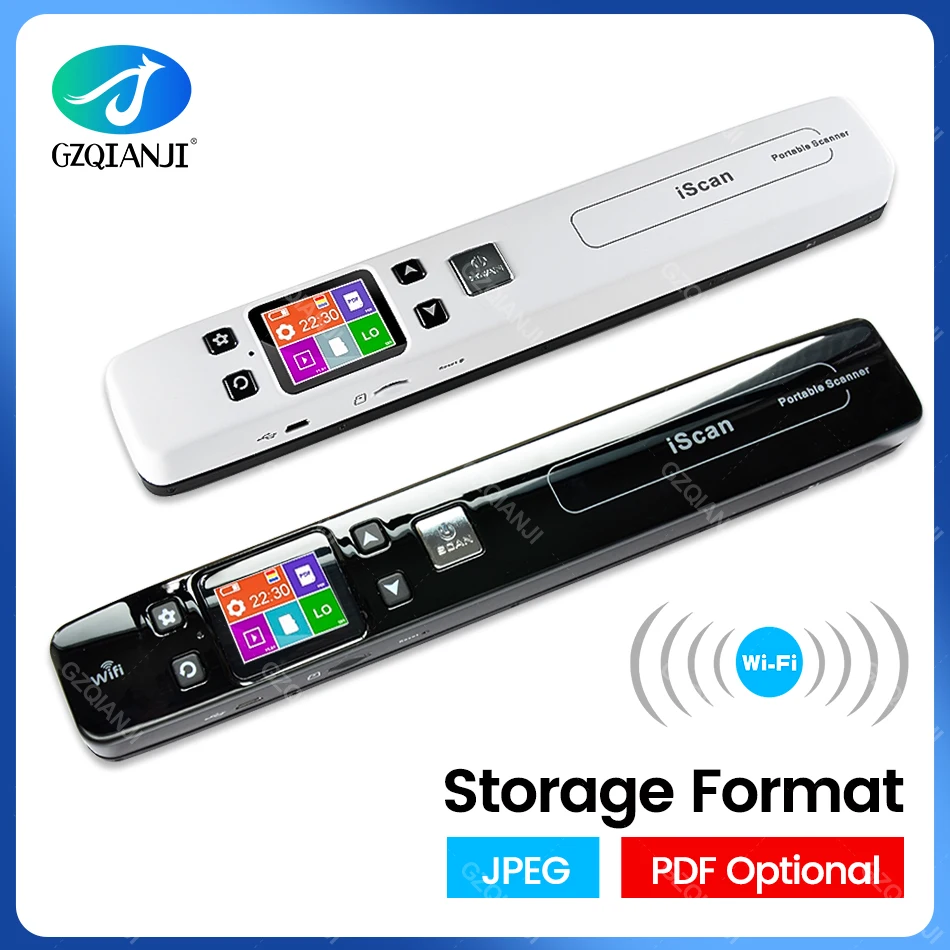 

Mini Iscan Document & Images Scanner A4 Size JPG/PDF Formate Wifi 1050DPI High Speed Portable LCD Display for Business Receipts