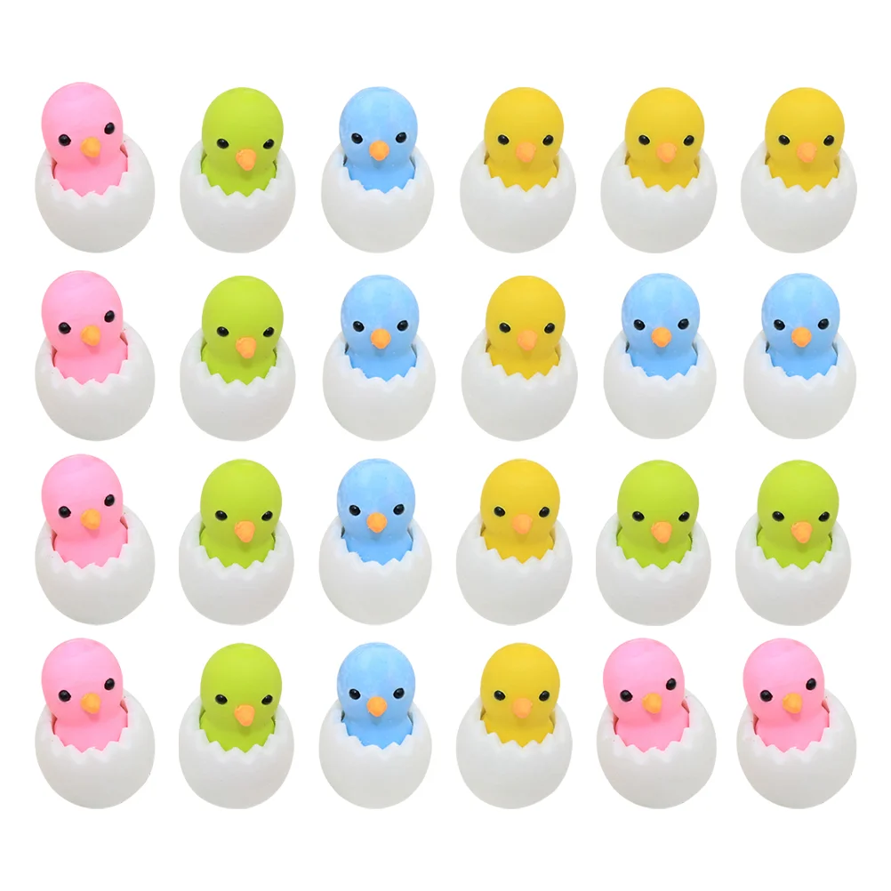 

24 Pcs Shell Chick Eraser Adorable School Supplies Shaped Erasers Pencil Animals Easter for Kids Prize Christmas