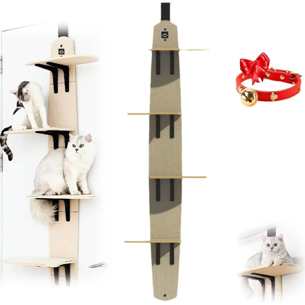 

LUCK Door Hanging Cat Shelf,Door Hanging Cat Tree,Multi Level Door Hanging Cat,4-Levels Over The Doors Tree Climber for Indoor
