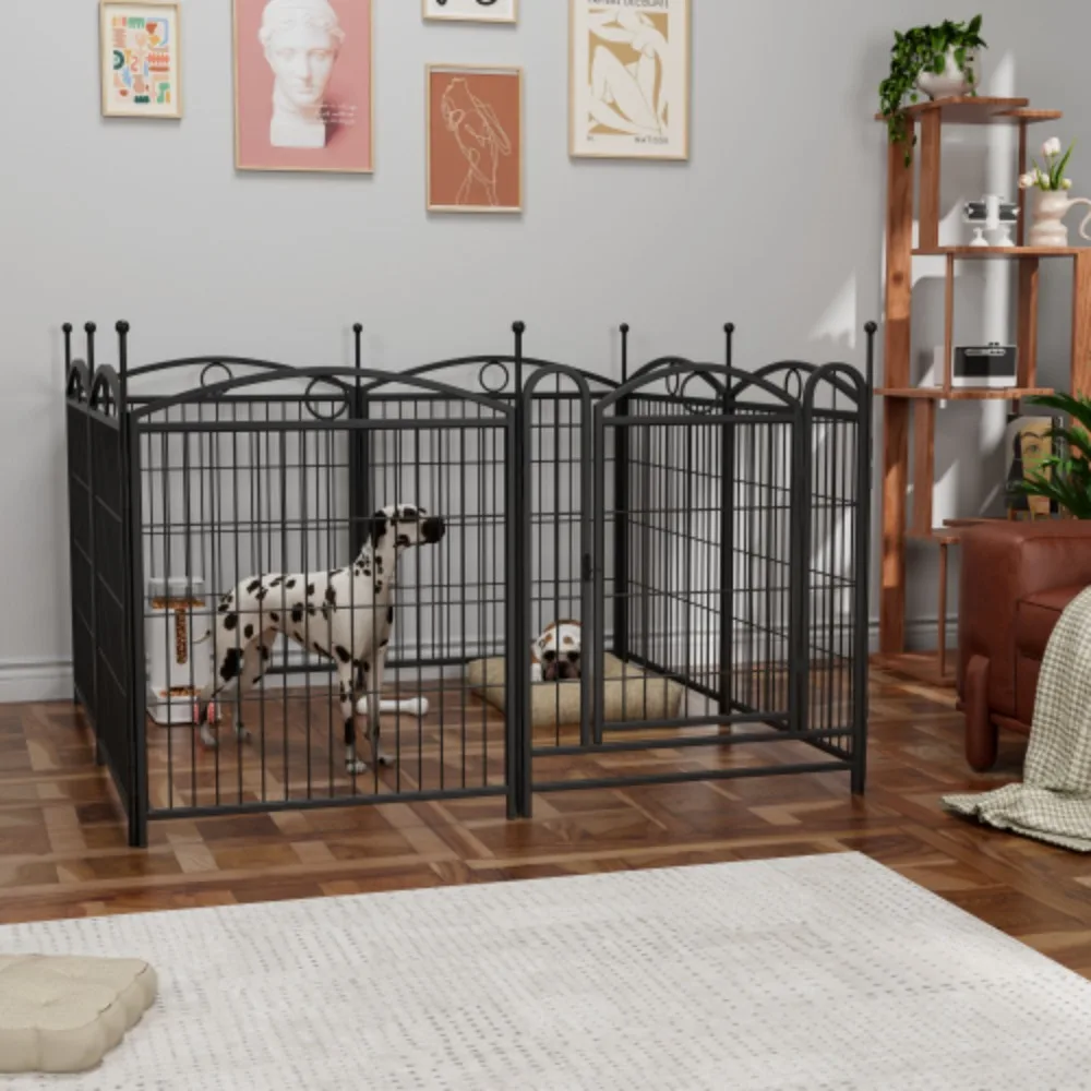 32 Inch 8 Panel Metal Dog Fence Pet Dog Barrier Fences Outdoor Playpen For Dog Safety Fence Indoor