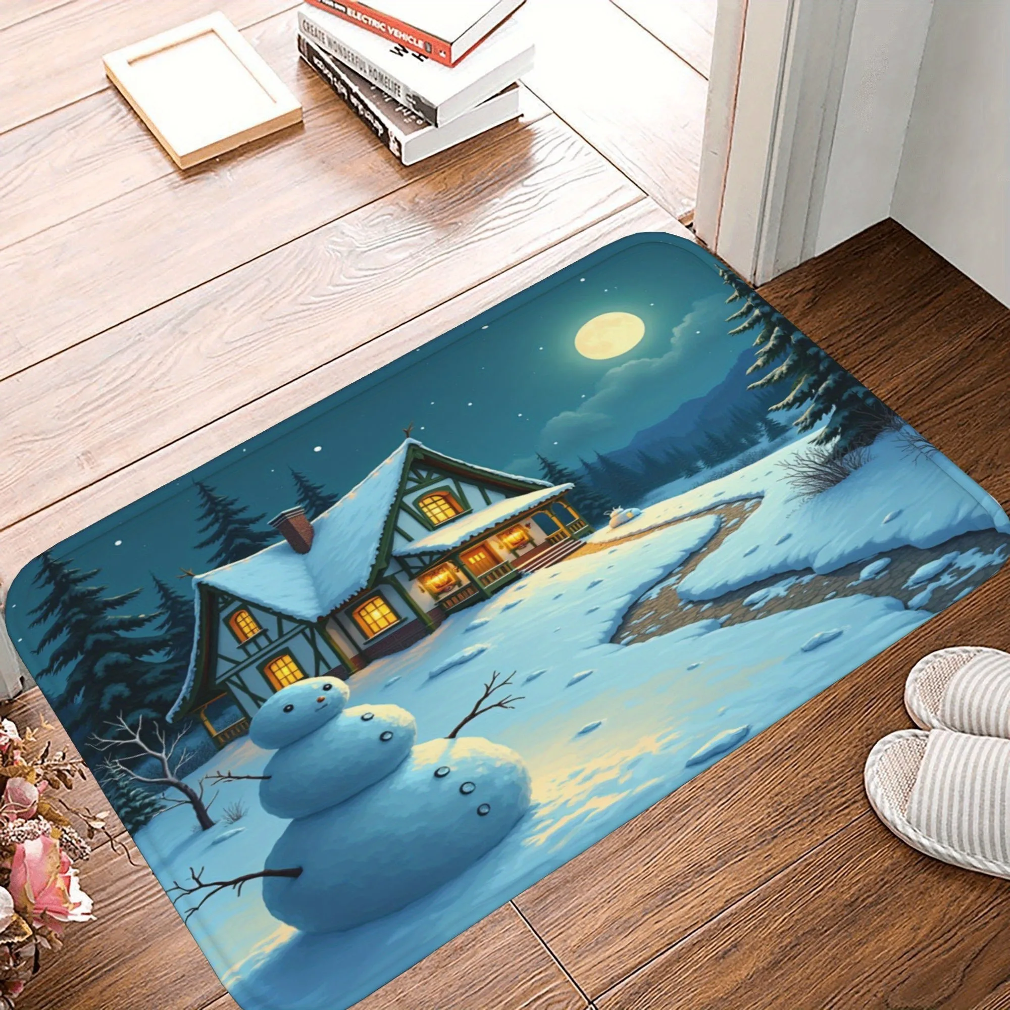 

1PC Cheistmas Pattern Kitchen Rug Non-Slip Door Mat Pop design Bathroom Rug Bath Mat Carpet for Home Sink Laundry Decor