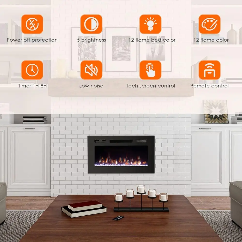 حريق كهربائي قائم مقاس 30 بوصة مع 12 لونًا، طاقة ودرجة حرارة قابلة للتعديل، تتضمن جهاز تحكم عن بعد #2