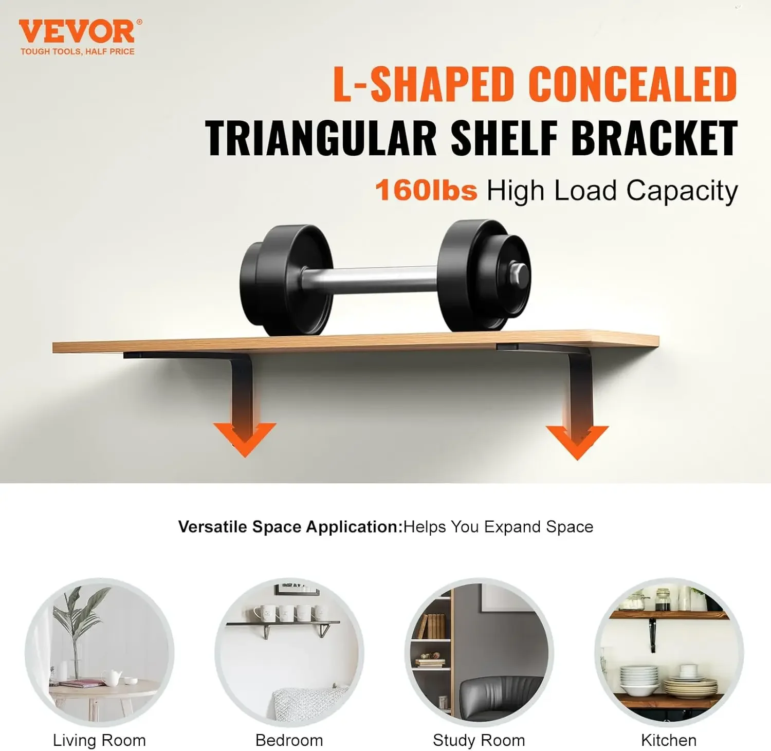 Braket Rak, Braket Rak Mengambang Tugas Berat 10X6 Inci, 4 Buah Braket untuk Rak, Braket Rak L Hitam Matte Tebal 5Mm