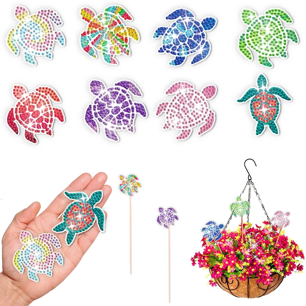 Cartoon Animal Garden Diamond Painting Stakes Garden Stake Diamond Art Craft Kits DIY Diamond Art Stakes for Indoor Outdoor